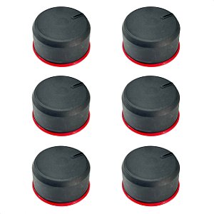 Kit 6 Botão Manípulo Com Anel Fogão Mueller Piacere Vetro G6