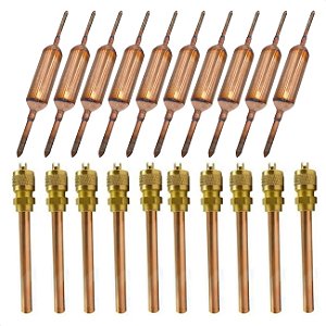 Kit 10 Filtro Secador +10 Válvula Schrader Refrigeração 10cm