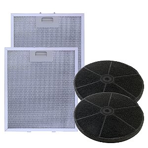 2 Filtro Aluminio + 2 Carvão Para Coifa Philco PCO90G