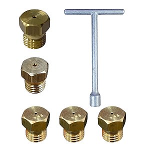 Chave + 5 Bico Injetor Gicle Fogão Cooktop Fischer Glp