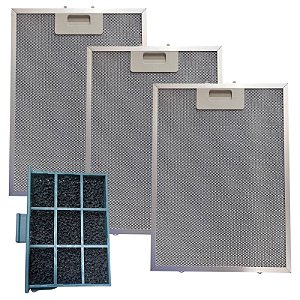 Kit 3 Filtro Metálico + Carvão Depurador Continental DC80B