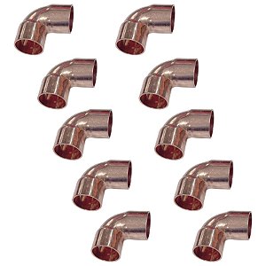 Kit 10 Conexão Cobre Curva Longa 90º 1/2" Com Parede 0,66mm