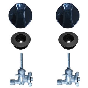 Kit 2 Registro + 2 Vedação + 2 Botão Fogão Cooktop Fischer