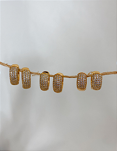 Brinco Trio Argolas Cravejadas com Zircônias