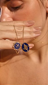 COLAR ESCAPULARIO LAZULI CHARM DOURADO/COLORIDO