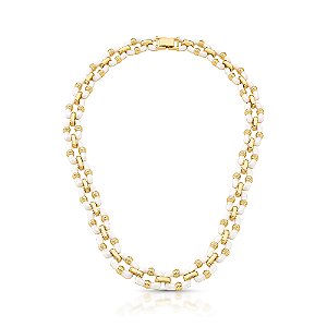 COLAR ICE CHAIN DOURADO/BRANCO