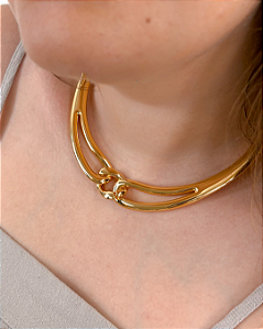 COLAR ARO 1 ELO NO MEIO DOURADO