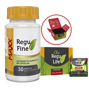 Regu Fine Maxx Termogênico 7x mais potente + Chá 30 sachês Frutas Vermelhas Bem Estar Life