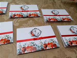Convite Casamento Floral Vermelho