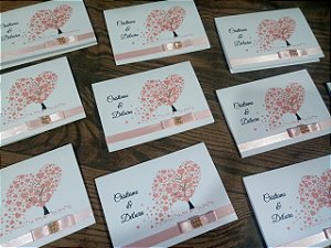 Convite Casamento Árvore De Coração Rosa Bebê