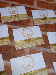 Convite Casamento Passarinho Arabesco Dourado
