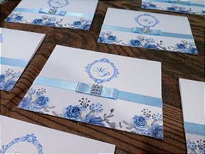 Convite Casamento Azul Serenity Floral 2
