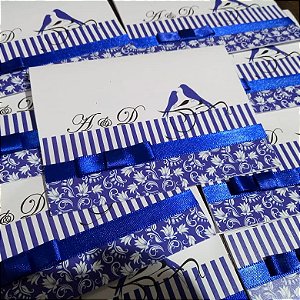 Convite Casamento Passarinho Azul Royal