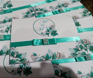 Convite Casamento Floral Verde Tiffany