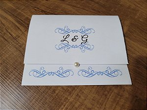 Convite Casamento Arabesco Azul Serenity