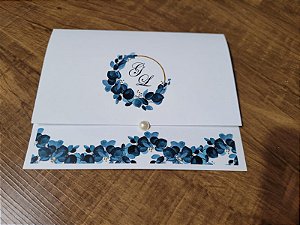 Convite Casamento Folhagens Azul Turquesa