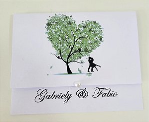 Convite Casamento Árvore de Coração Verde