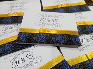 Convite de Casamento Azul e Amarelo