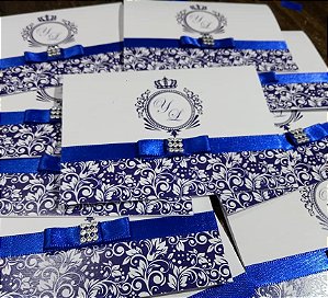 Convite Casamento Arabesco Azul Royal