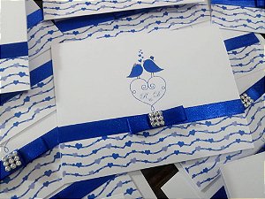 Convite Casamento Azul Royal Passarinhos