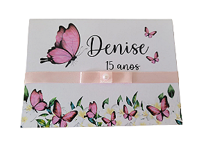 Convite Aniversário Borboleta 15 anos Rosa