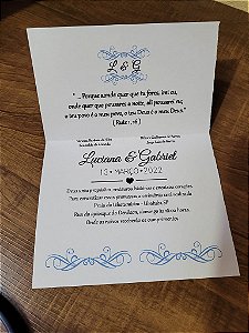 Convite Casamento Arabesco Azul Serenity