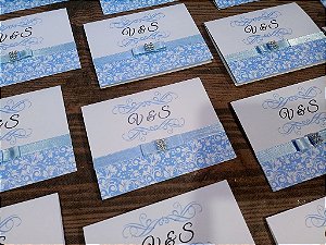 Convite Casamento Arabesco Azul Serenity
