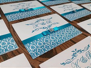Convite Casamento Arabesco Azul Turquesa