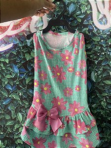 Roupa Vestido Verde com Flores G