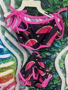 Roupa Bíquini Melancia Rosa com Preto G