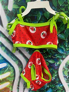 Roupa Bíquini Morango Vermelho com Verde M