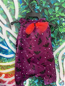Roupa Vestido Argola Roxo com Laço Vermelho M