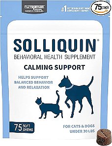 Nutramax Solliquin Suplemento Calmante para Cães e Gatos 75 Comprimidos Mastigáveis