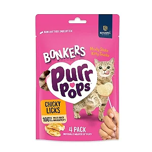 BONKERS Purrpops, Pirulito de Frango Liofilizado, Guloseimas para Gatos