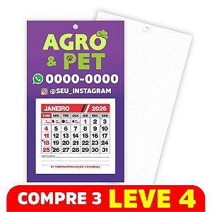 Calendário de parede sem ímã - 150x90 mm