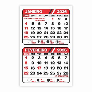 1. Bloco de calendários 2026 - 50x75 mm - Folhinha destacável
