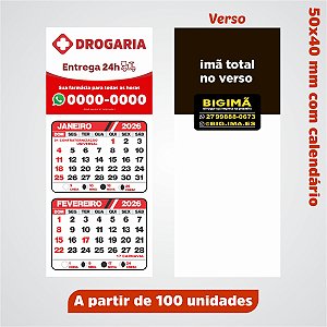 3. Ímã com calendário 2026 - 50x40 mm - 100 unidades