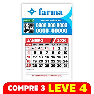 Ímã com calendário 2026 - 80x50 mm - 1.000 un