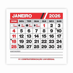 2. Bloco de calendários 2026 - 74x70 mm - Folha destacável