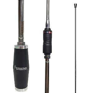 ANTENA STEELPAR ARGENTINA INOX CROMADA COM BASE PRETA