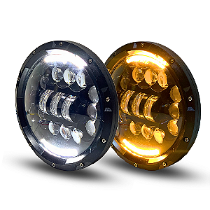 PAR FAROL 7 POLEGADAS FULL LED DRL E SETA 100W