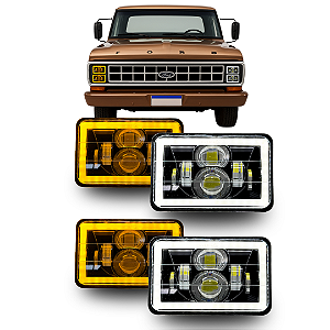 KIT 4 FARÓIS ANGEL LED FORD F1000 F4000 4 FARÓIS