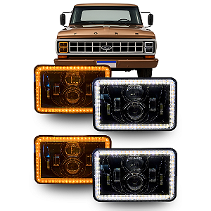 KIT 4 FARÓIS ANGEL LED FORD F1000 F4000 4 FARÓIS