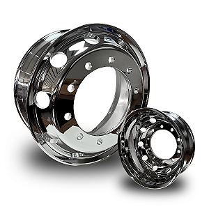 RODA ALUMÍNIO 22,5 BORDA LARGA POLIDA 2 LADOS ALTO BRILHO