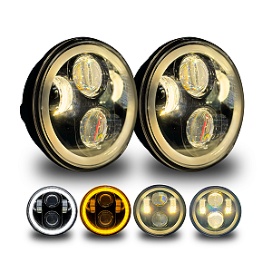 PAR FAROL LED 5,75 ANGEL 4300K LUZ AMARELA DRL E SETA