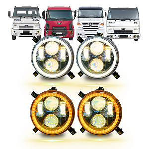 KIT 4 FAROL LED 5,75 ANGEL 4300K LUZ AMARELA CARGO MB 1938