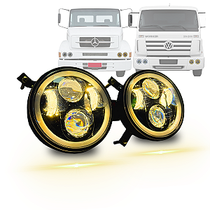 KIT 4 FAROL LED 5,75 ANGEL 4300K LUZ AMARELA VW WORKER MB1620