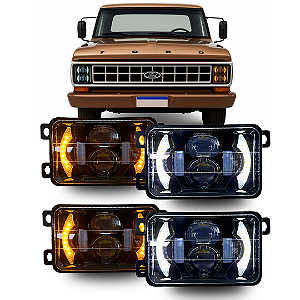 KIT 4 FARÓIS LED FORD F1000 F4000 4 FARÓIS COM SUPORTES