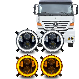 KIT 4 FARÓIS LED ANGEL EYES 5.75 COM SUPORTES MB 1938S 1944S