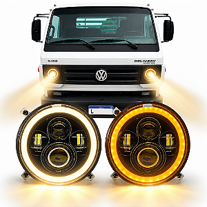 PAR FAROL LED ANGEL EYES 4300K C/ SUPORTES VW DELIVERY 8-150 10-160